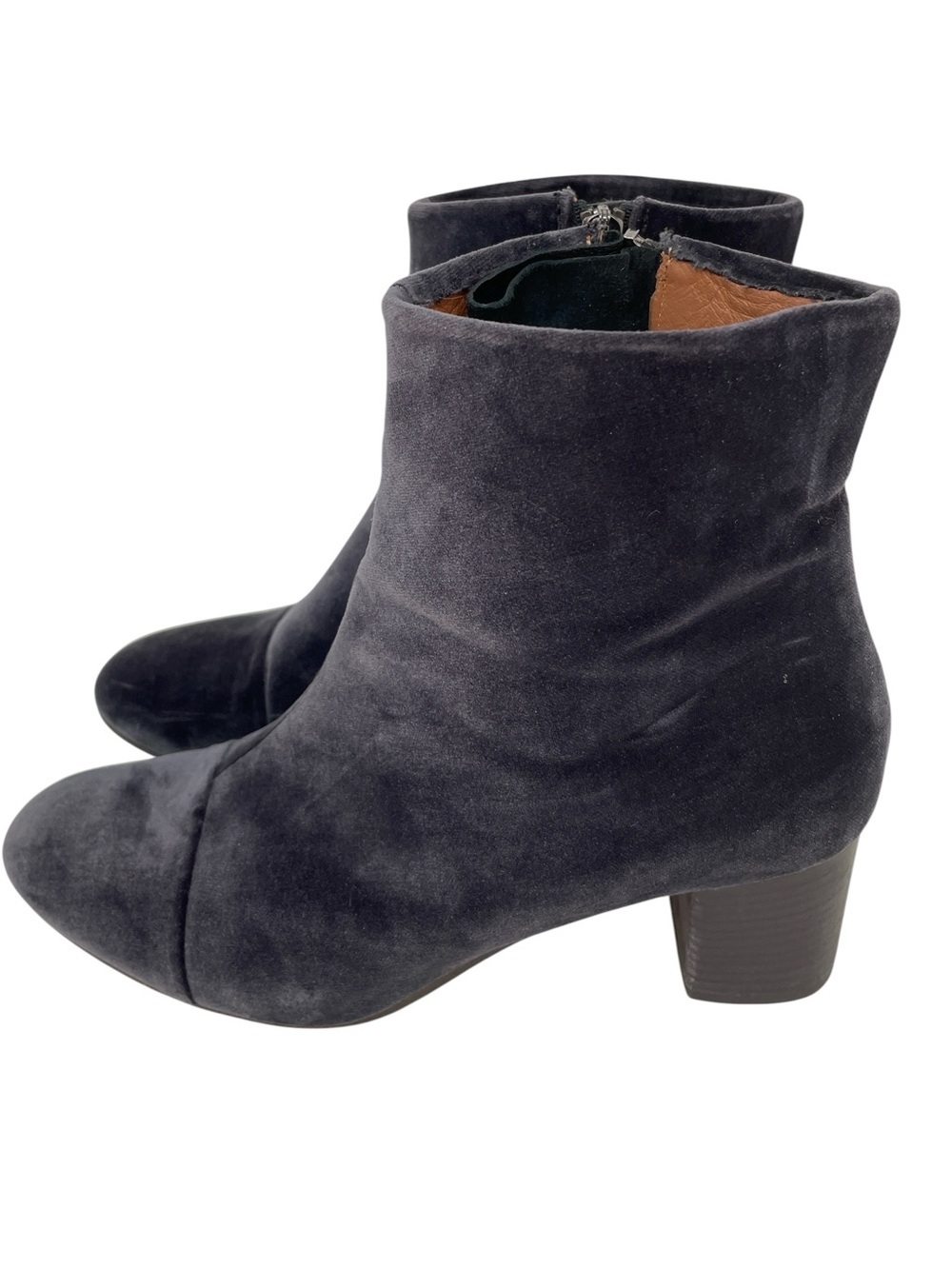 CLOSED Women's Soft Black / Dark Gray Velvet Ankle Boots Zip Heel Italy 40